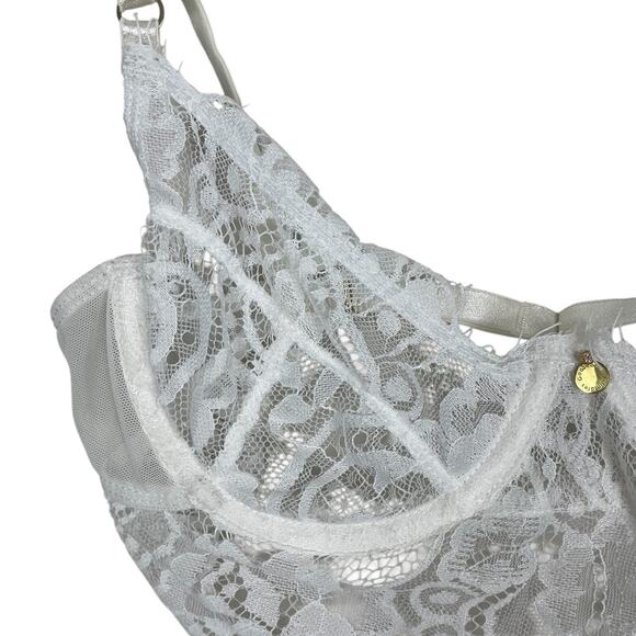 Gooseberry Intimates Be Mine Lace Longline Underwire Demi Bra White Size Small - Picture 6 of 11